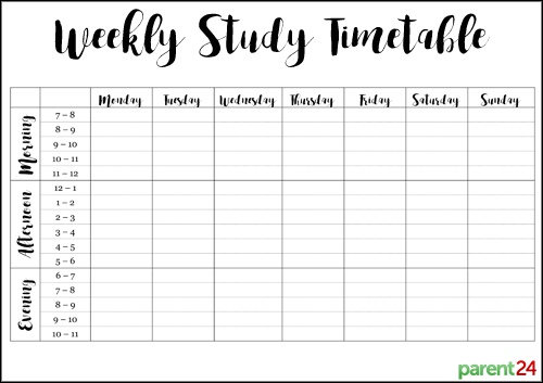 Weekly Study Timetable Plan