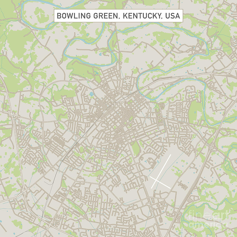 Bowling Green Kentucky US City Street Map Digital Art by Frank Ramspott ...