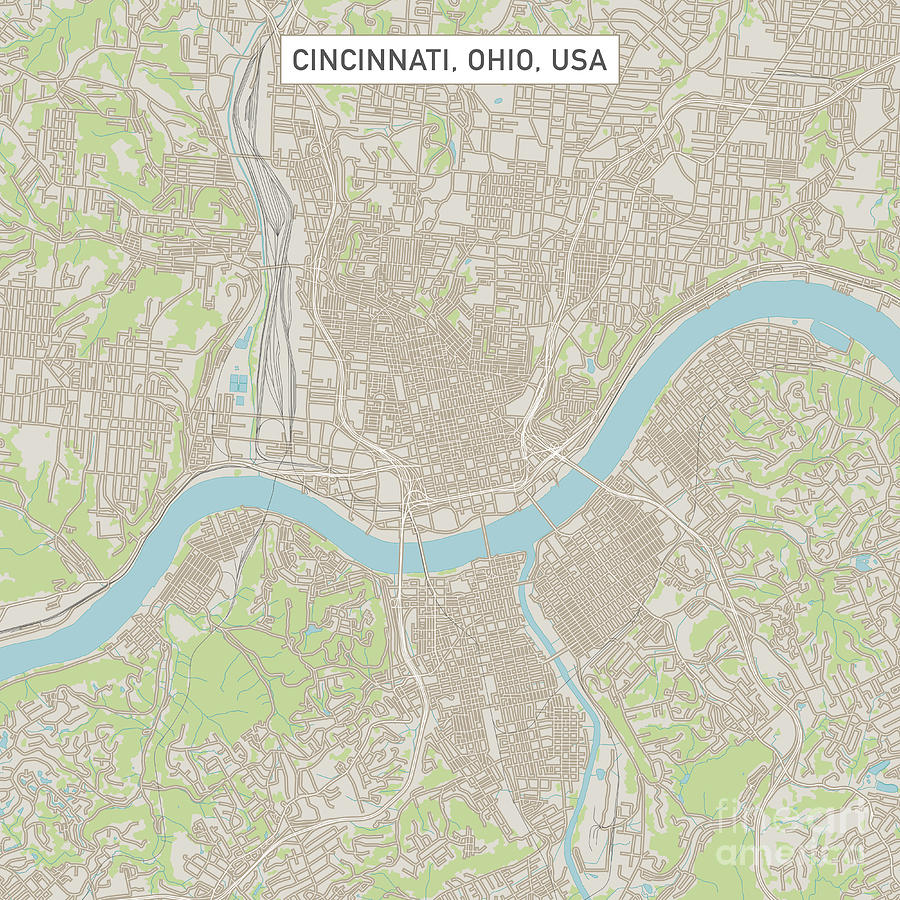 Cincinnati Ohio US City Street Map Digital Art by Frank Ramspott