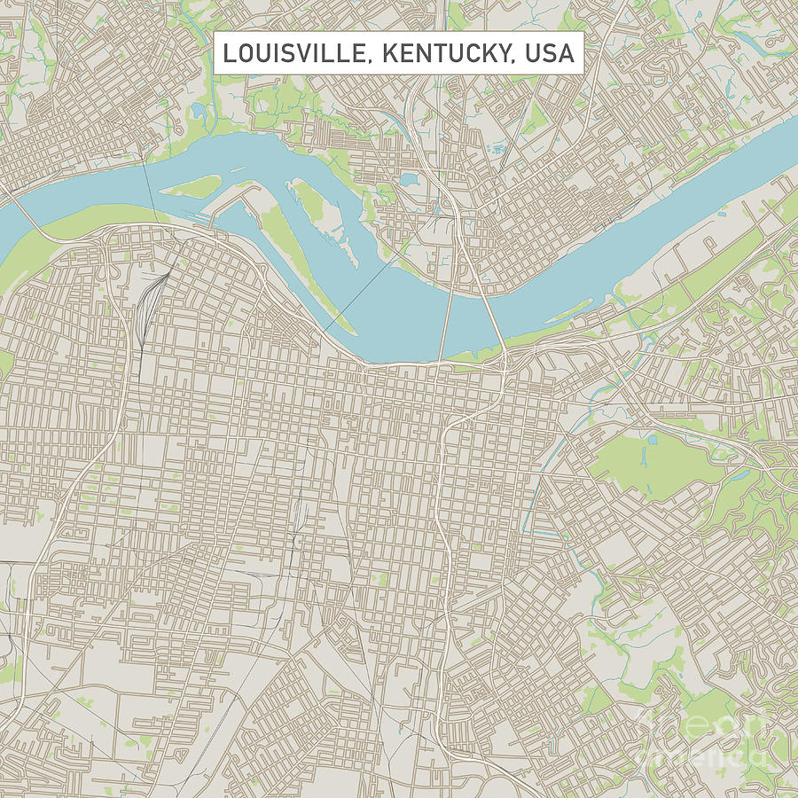 Louisville Kentucky US City Street Map Digital Art by Frank Ramspott ...