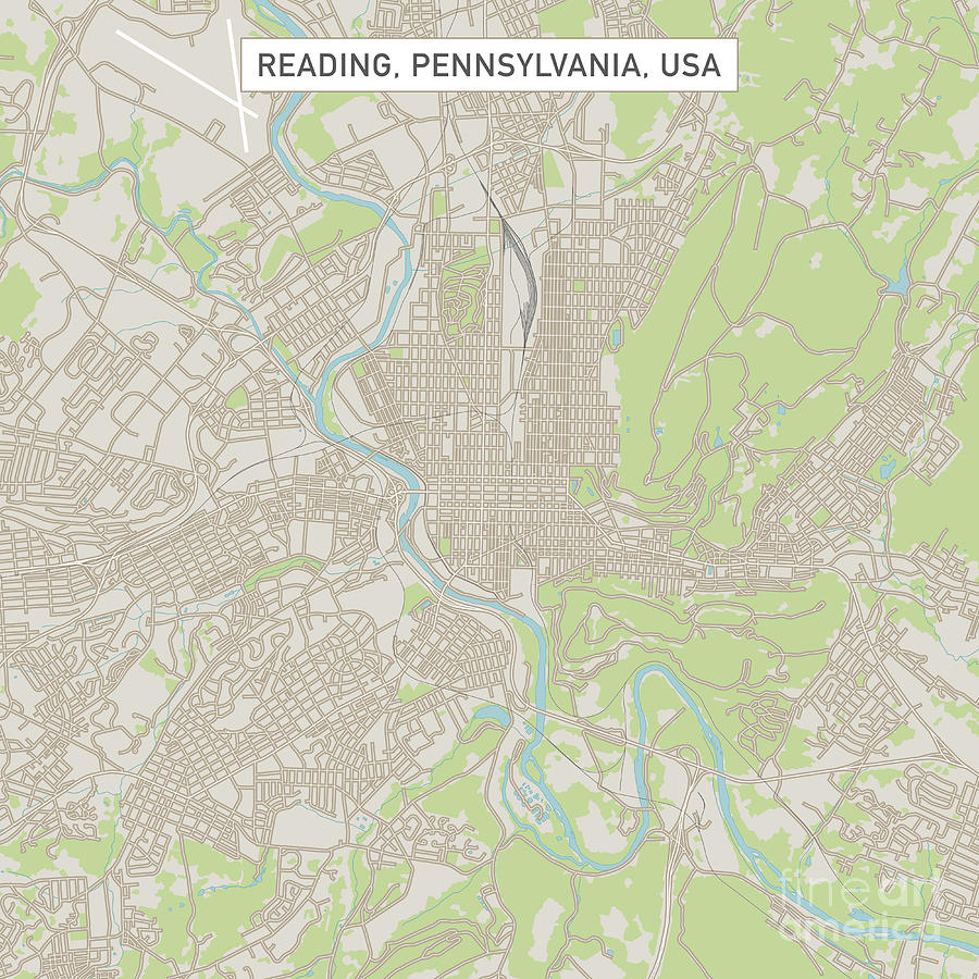 Reading Pennsylvania US City Street Map Digital Art by Frank Ramspott ...