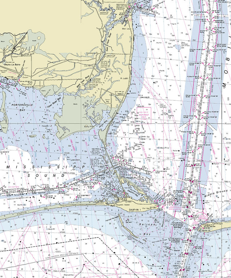 Dauphin Island Alabama Nautical Chart Digital Art by Bret Johnstad - Pixels