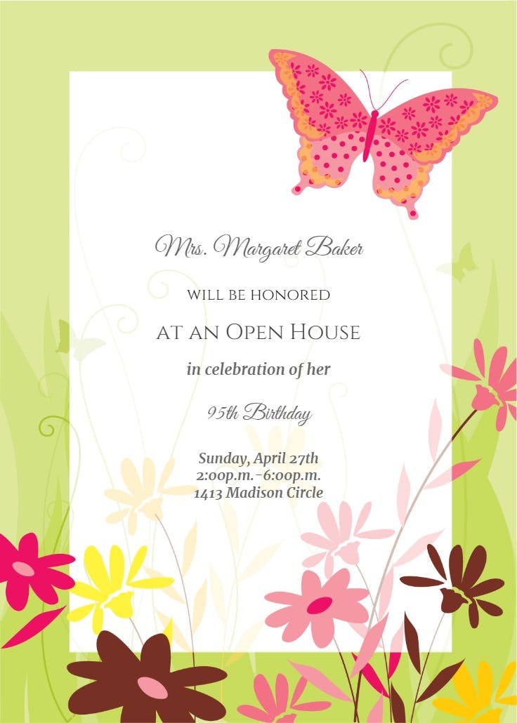 Floral and butterfly - holidays invitation