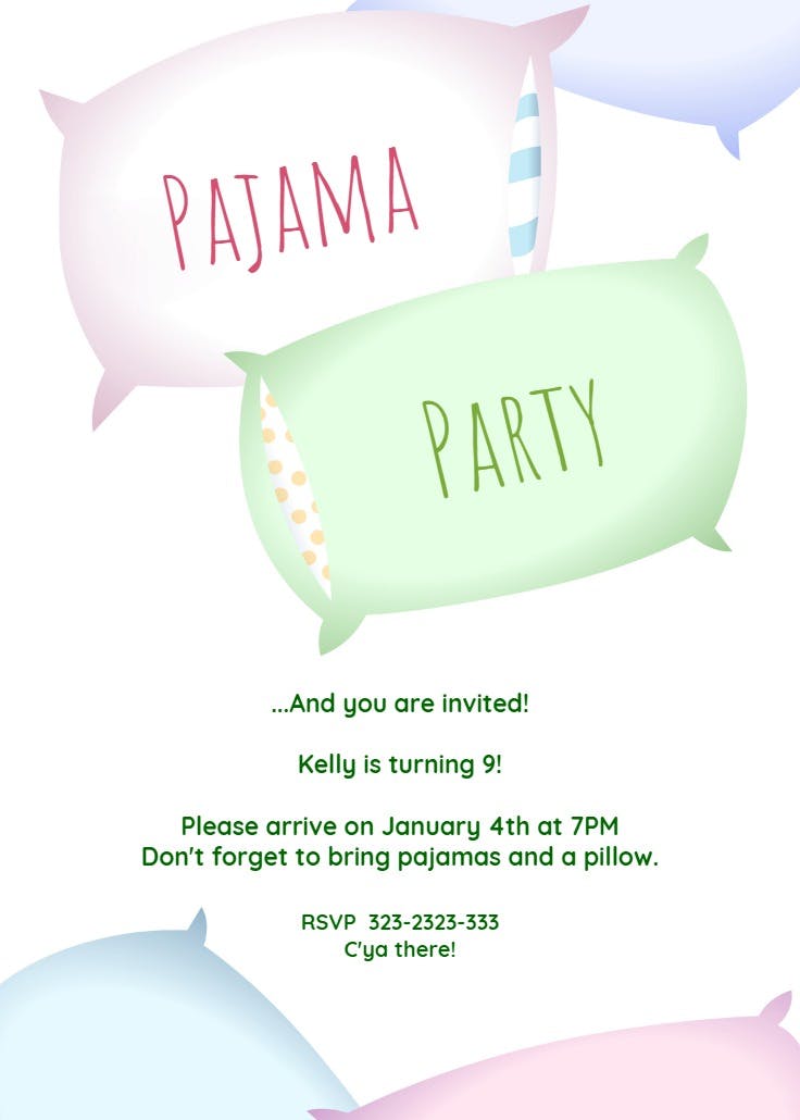 Sleepover party - sleepover party invitation