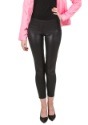 Black Shiny Leggings w/ Faux Front Fly