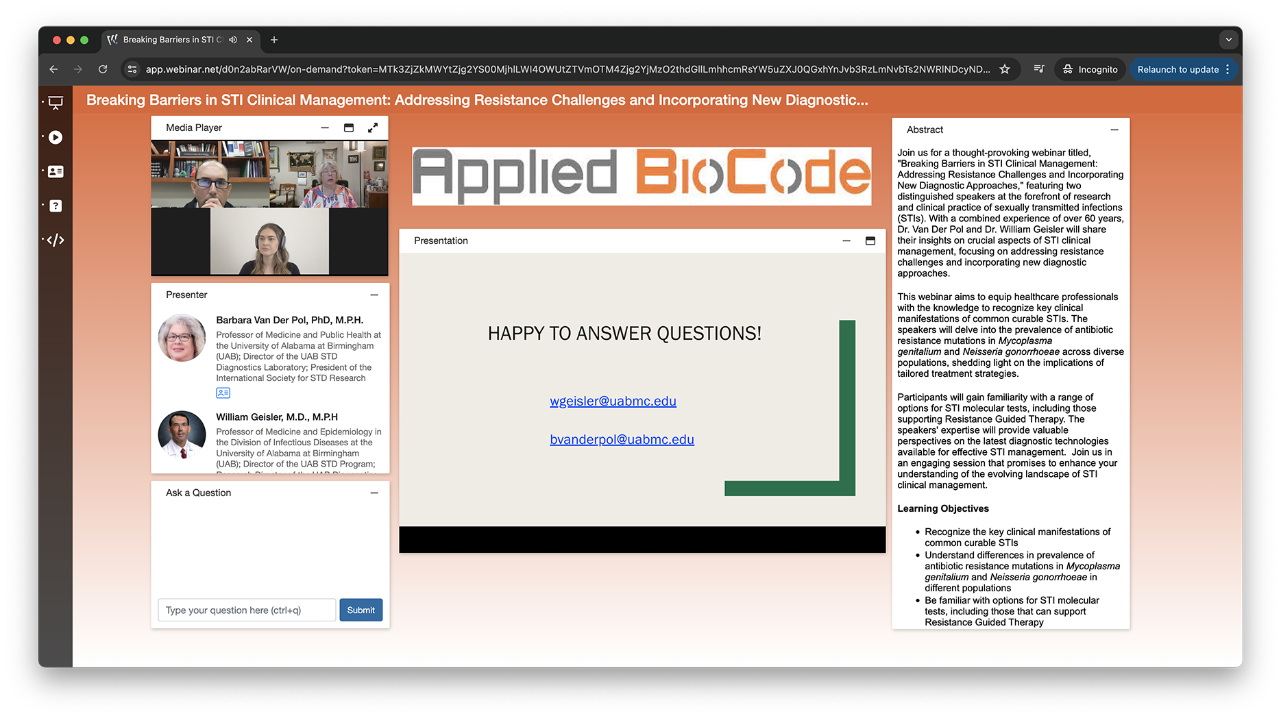 Applied BioCode Event