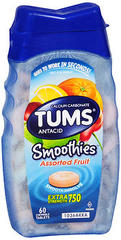 Tums Smoothies Extra Strength Tablets, Assorted Fruit - 60 Tablets