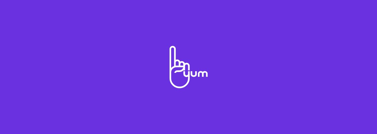 The OneYum logo on a purple background