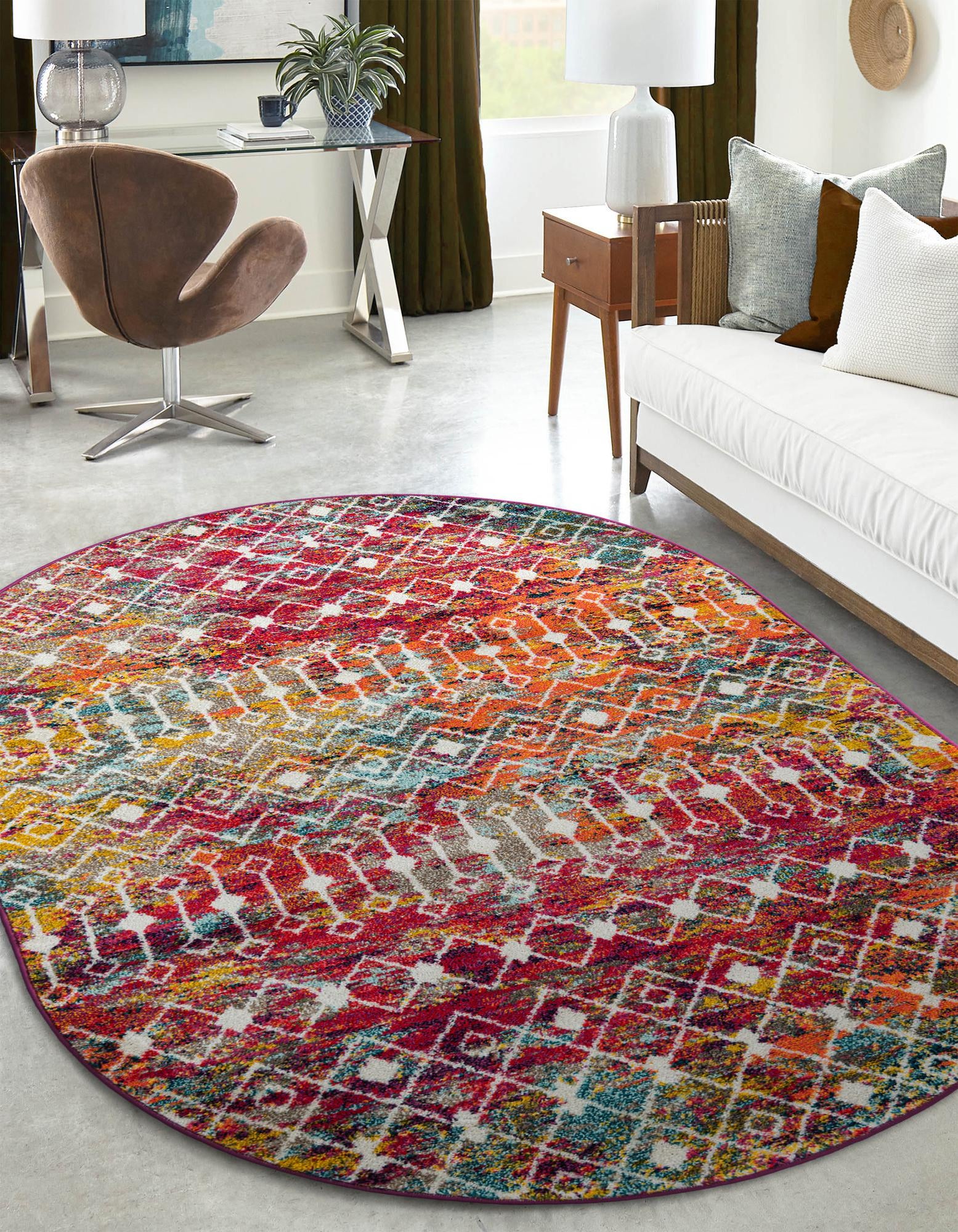  5' 3 x 8' Moroccan Trellis Oval Rug primary image