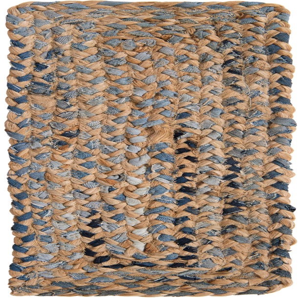  0' 9 x 2' 6  Hand Woven Braided Chindi Stair Rug