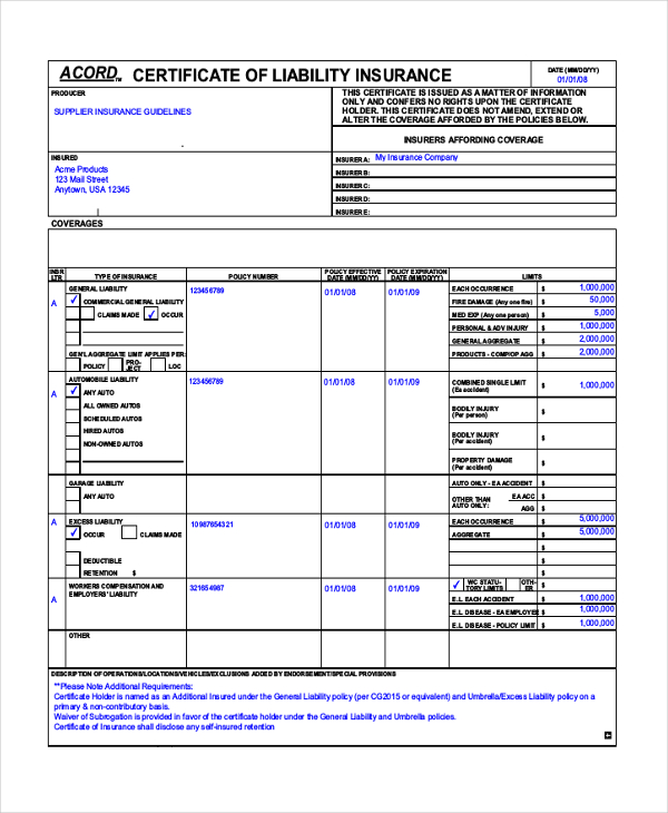 FREE 10+ Sample Acord Forms in PDF | MS Word