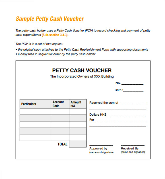 petty cash voucher sample