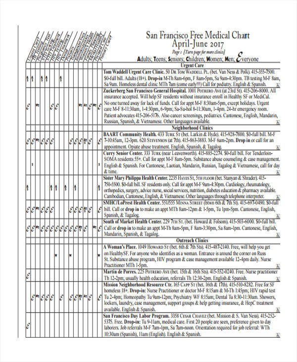 6+ Medical Chart Samples – Free Sample, Example, Format 