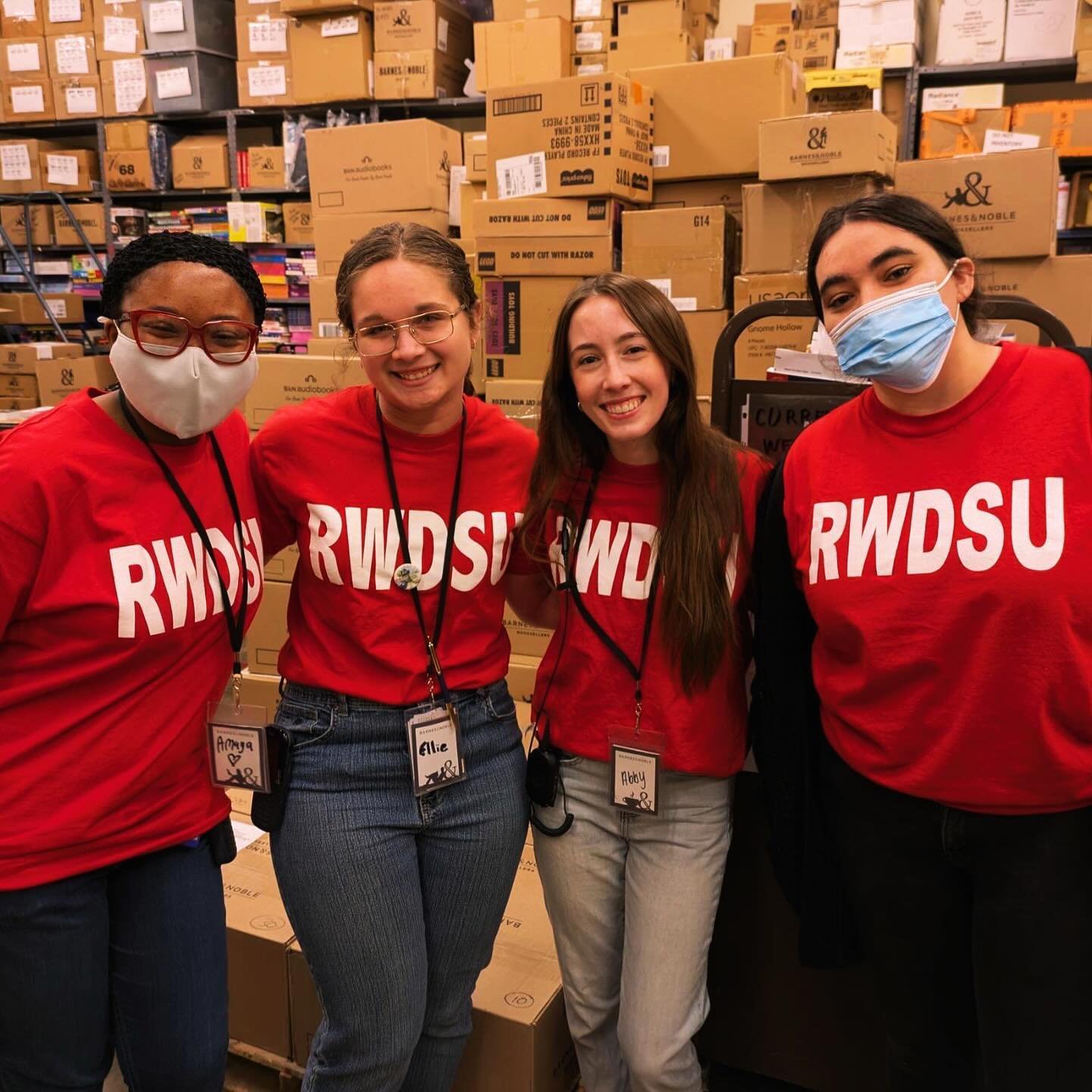 It&rsquo;s hold your ground union shirt day at our Bloomington, Illinois and Park Slope, Brooklyn @barnesandnoble stores. Together, 880 miles apart, we are standing in solidarity with our fellow coworkers across stores for a fair and just contract! #