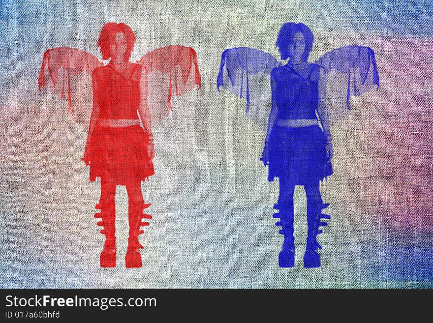 Two sides of angel, abstract fantasy, can be used designers for creation and processing of different images