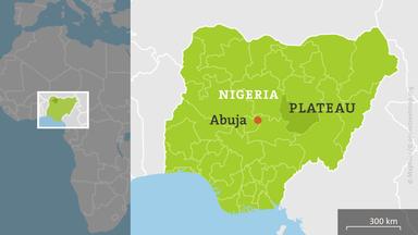 Die Karte zeigt Nigeria mit Abuja und der Region Plateau