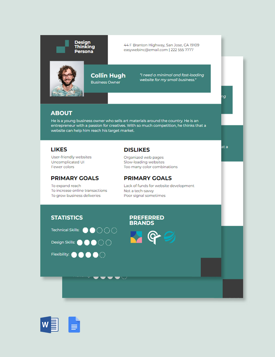 Design Thinking Persona in Word, Google Docs - Download | Template.net