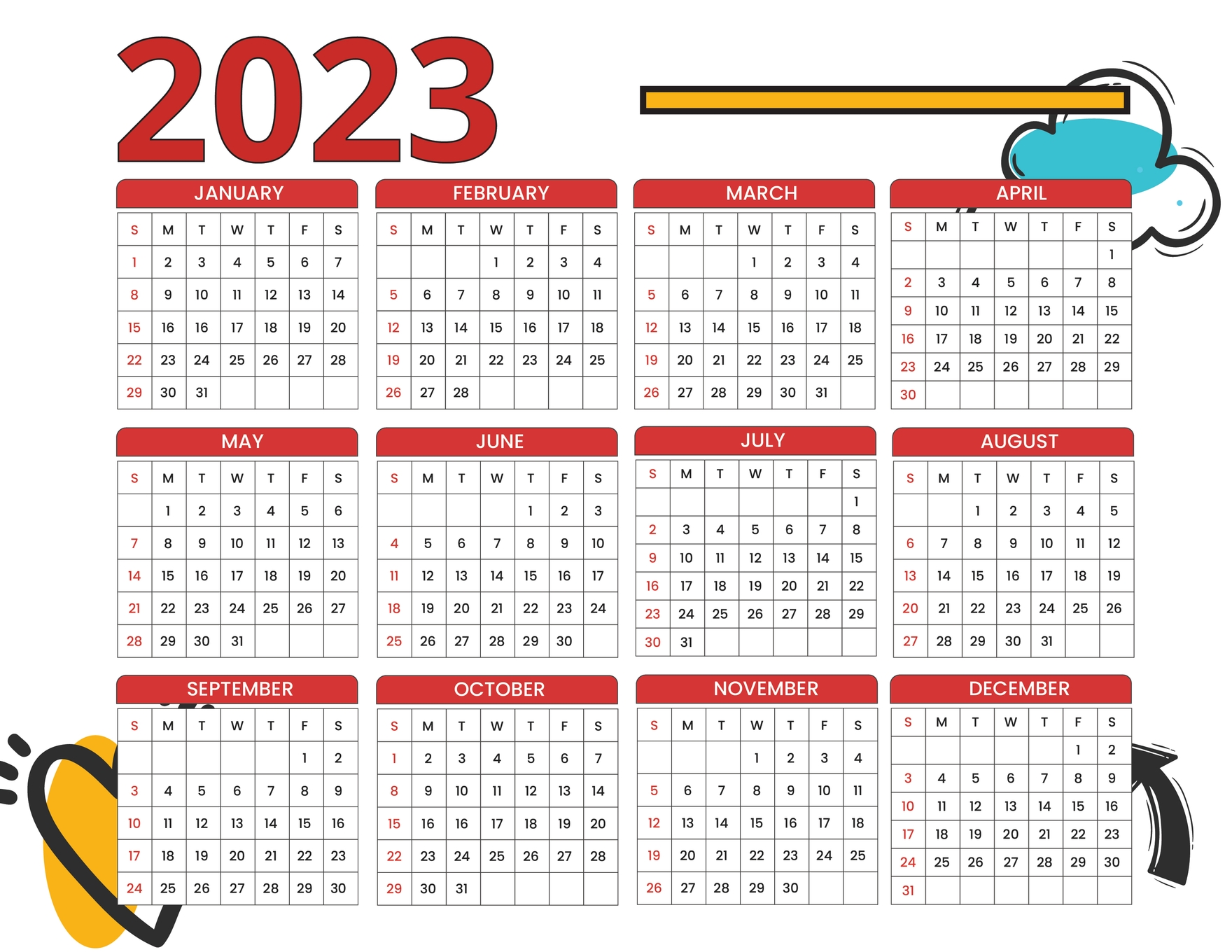 2023 Calendar Template in Illustrator, PSD, Word - Download | Template.net