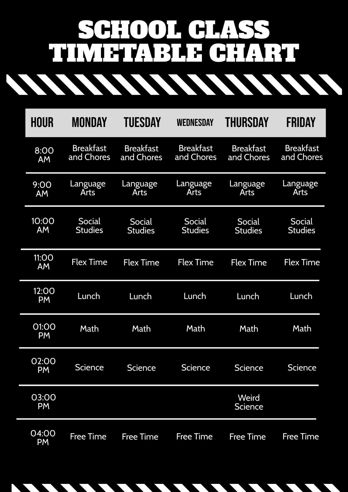 School Class Timetable Chart Template - Edit Online & Download