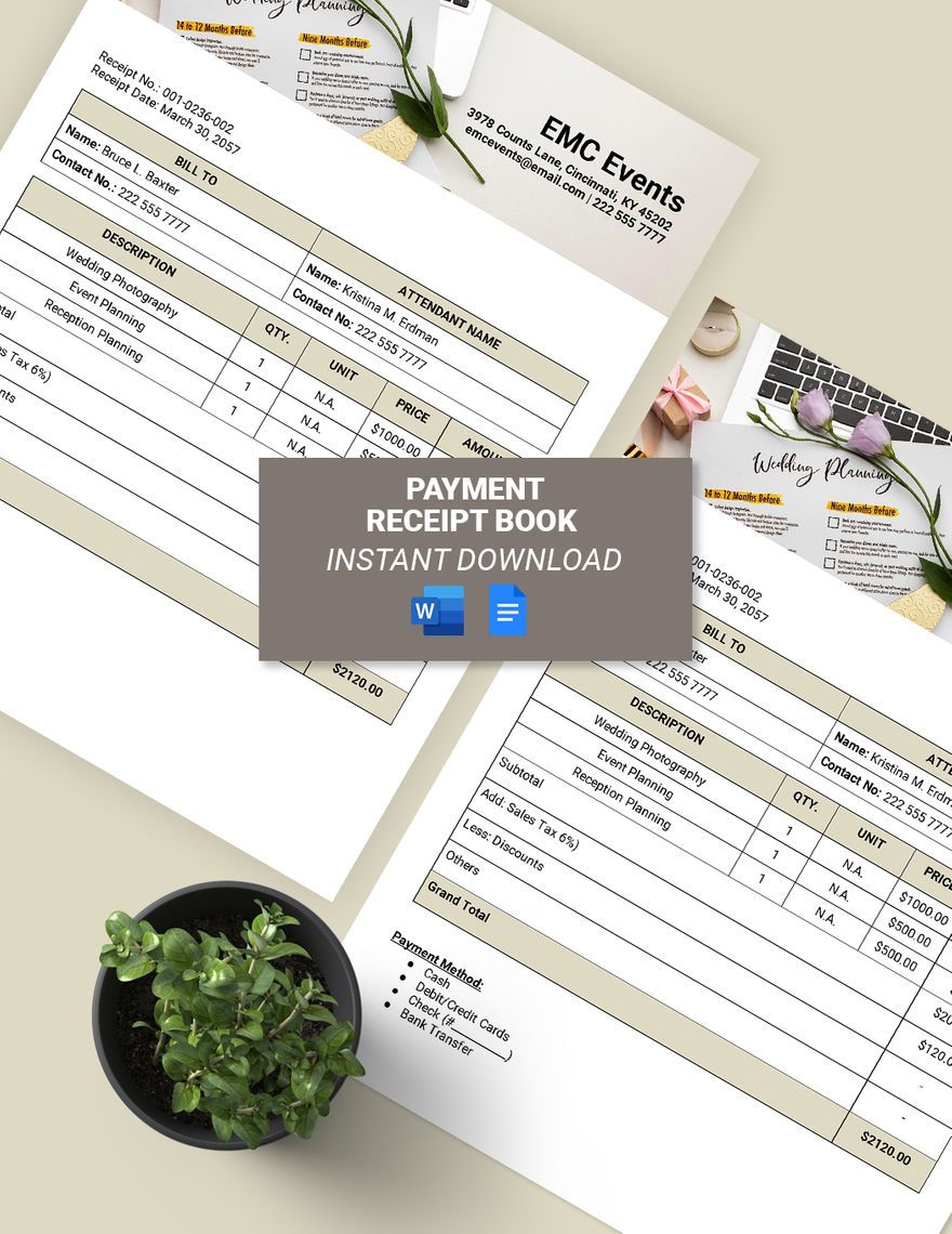 Payment Receipt Book Template