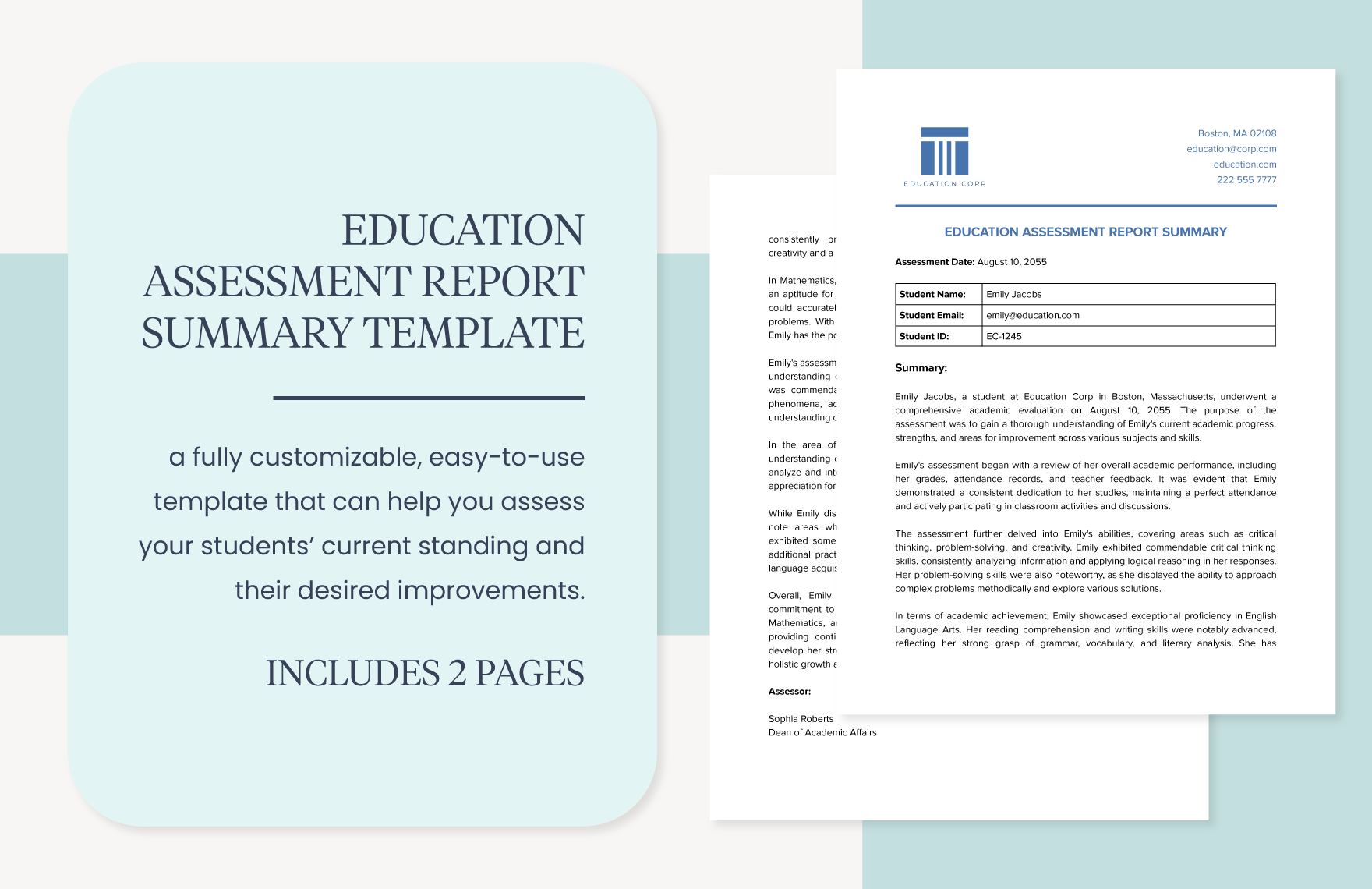 Education Assessment Report Summary Template