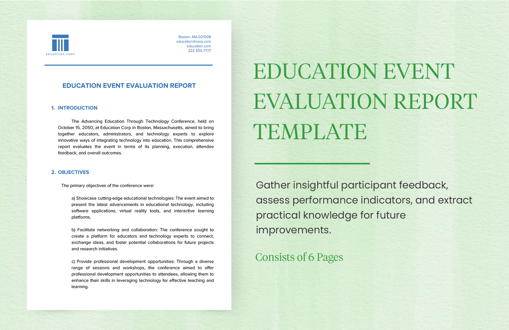 Education Event Evaluation Report Template