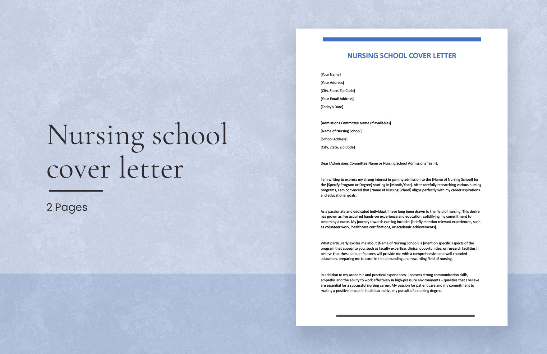 Nursing School Cover Letter