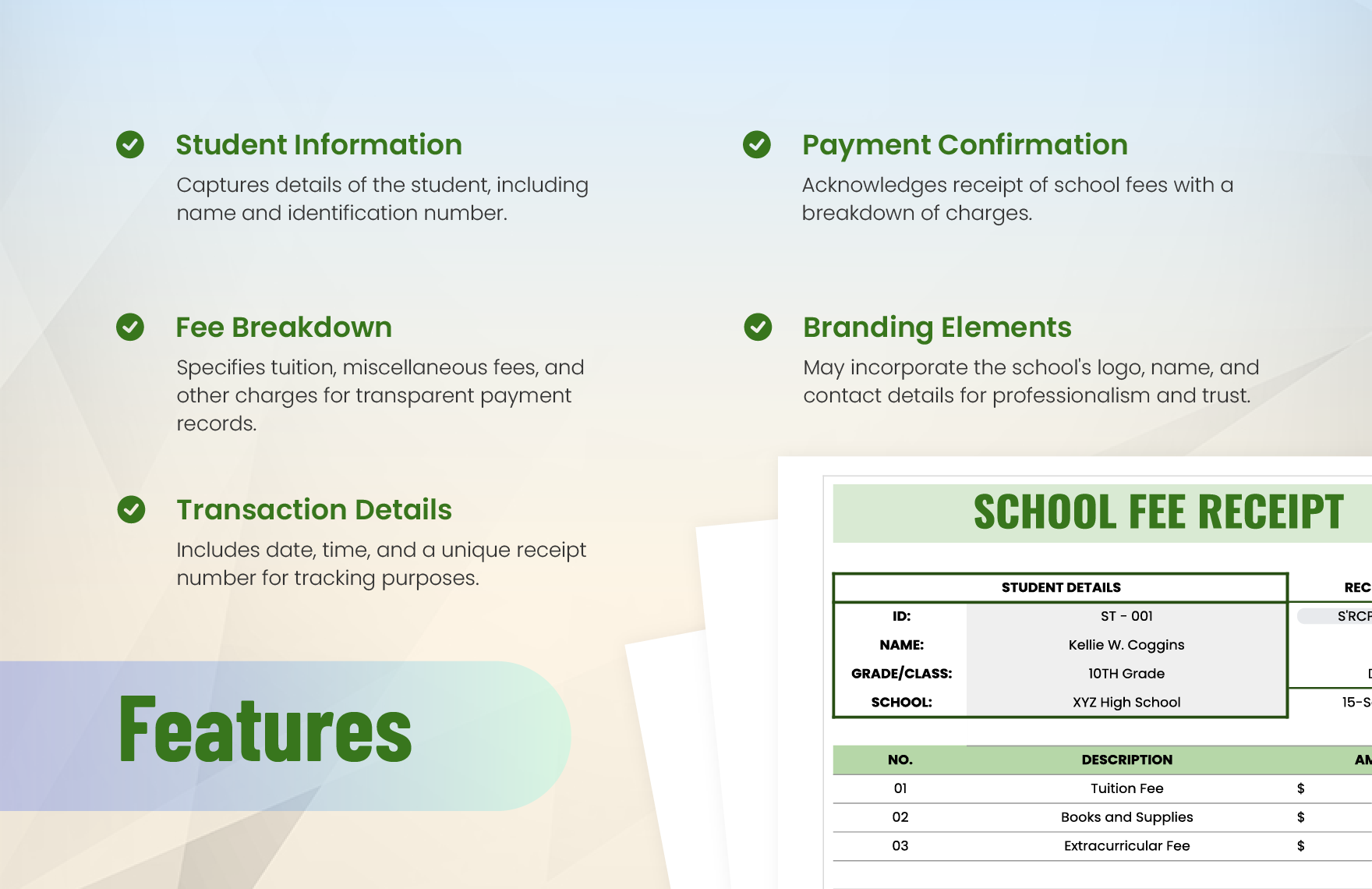 School Fee Receipt Template