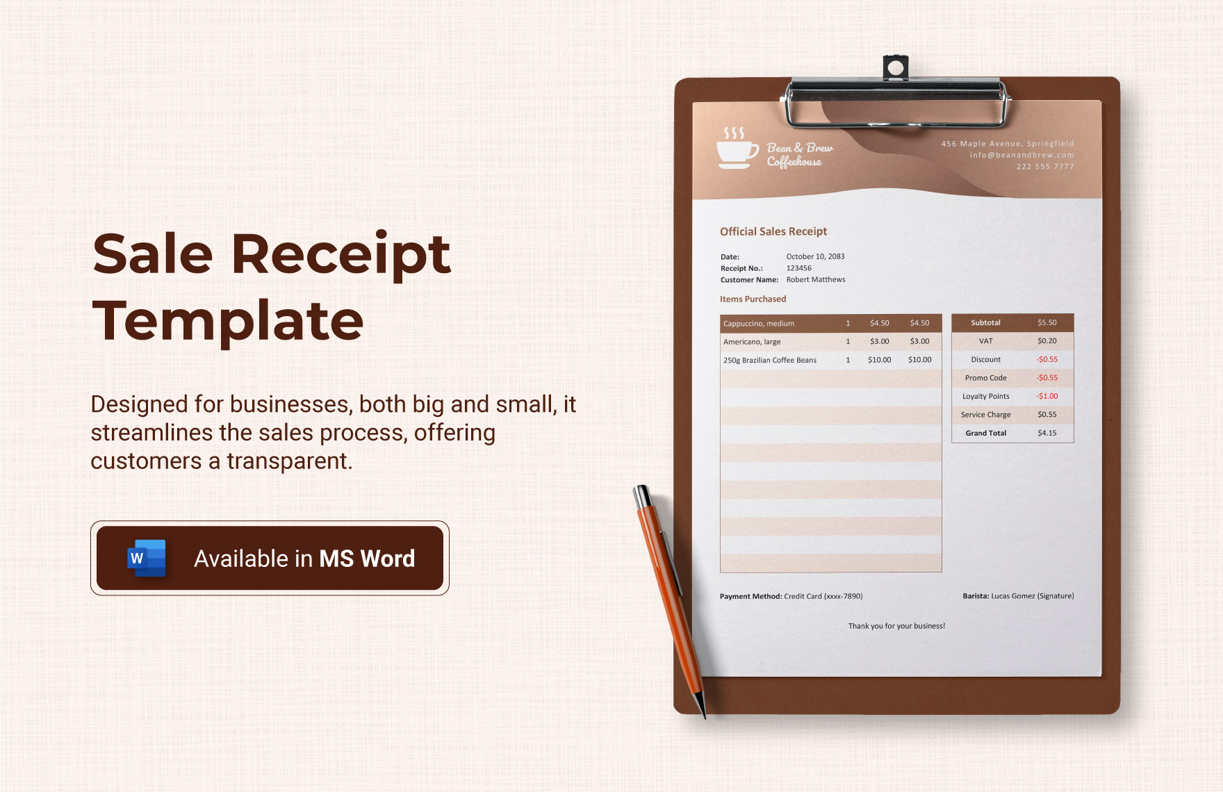 Sale Receipt Template