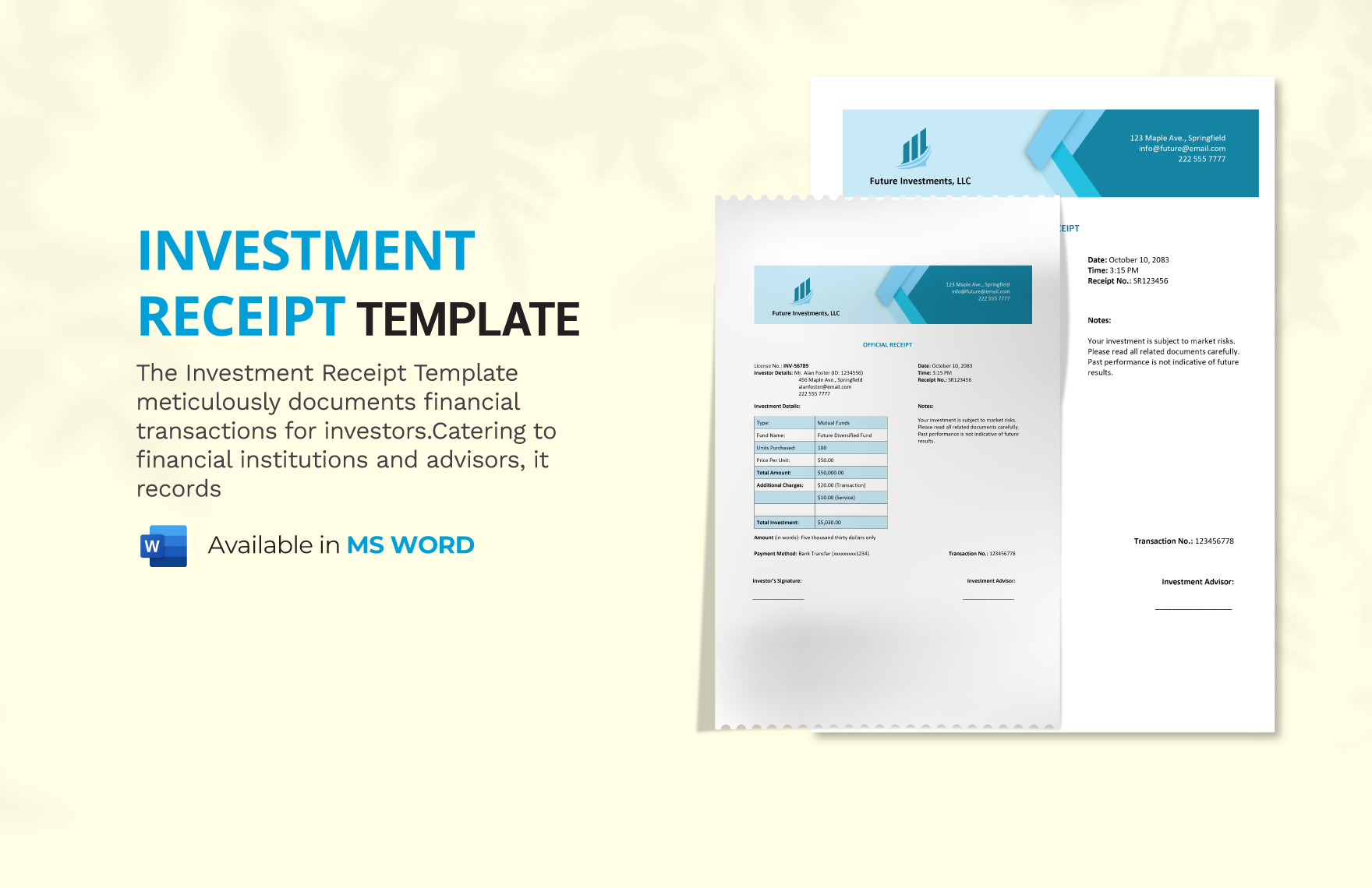 Investment Receipt Template