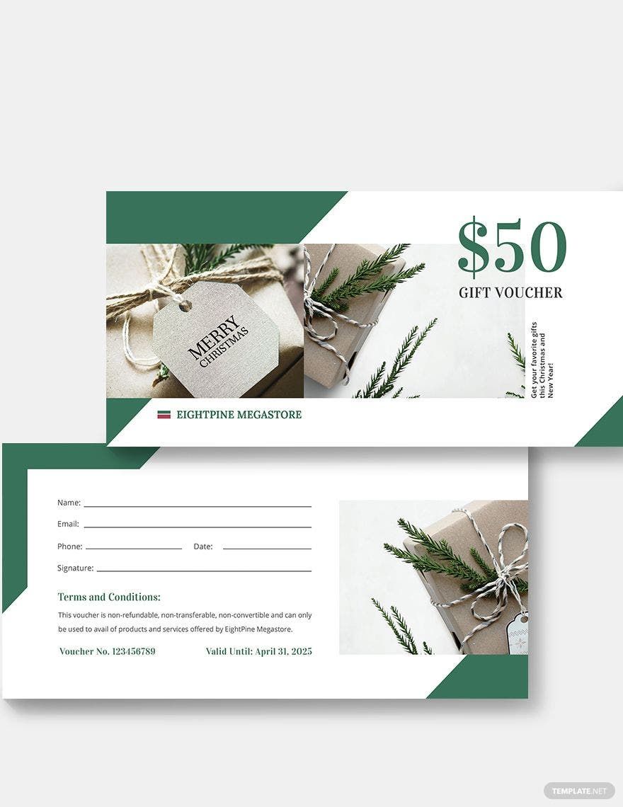 Christmas Gift Voucher Card Template