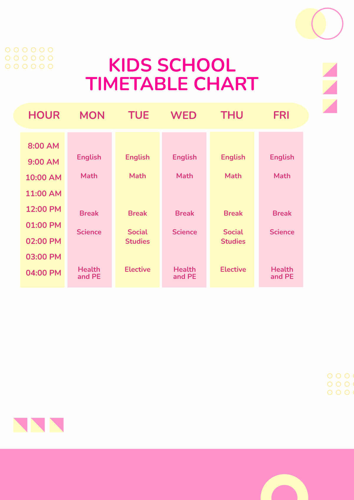 Kids School Timetable Chart Template - Edit Online & Download