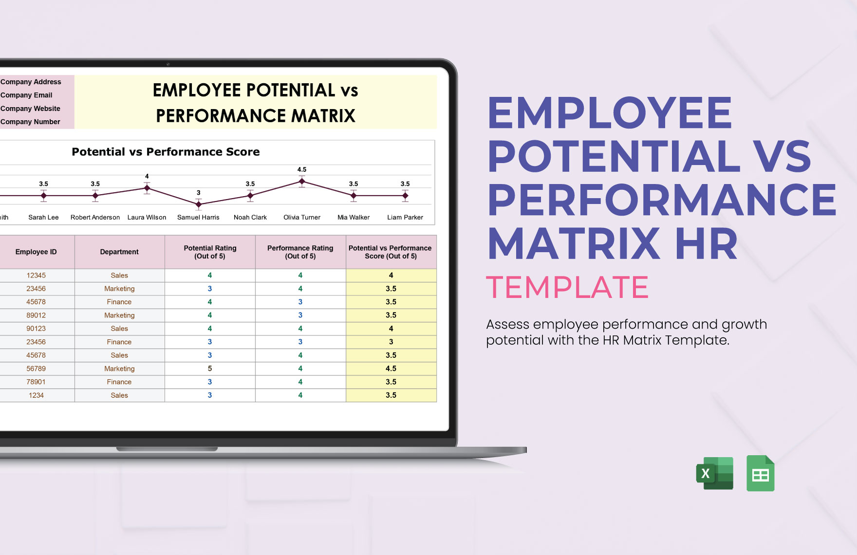 Employee Potential vs Performance Matrix HR Template