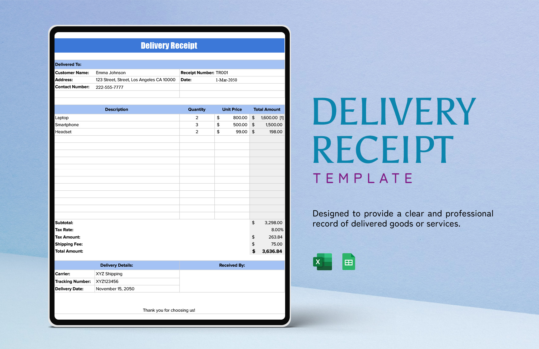 Delivery Receipt Template