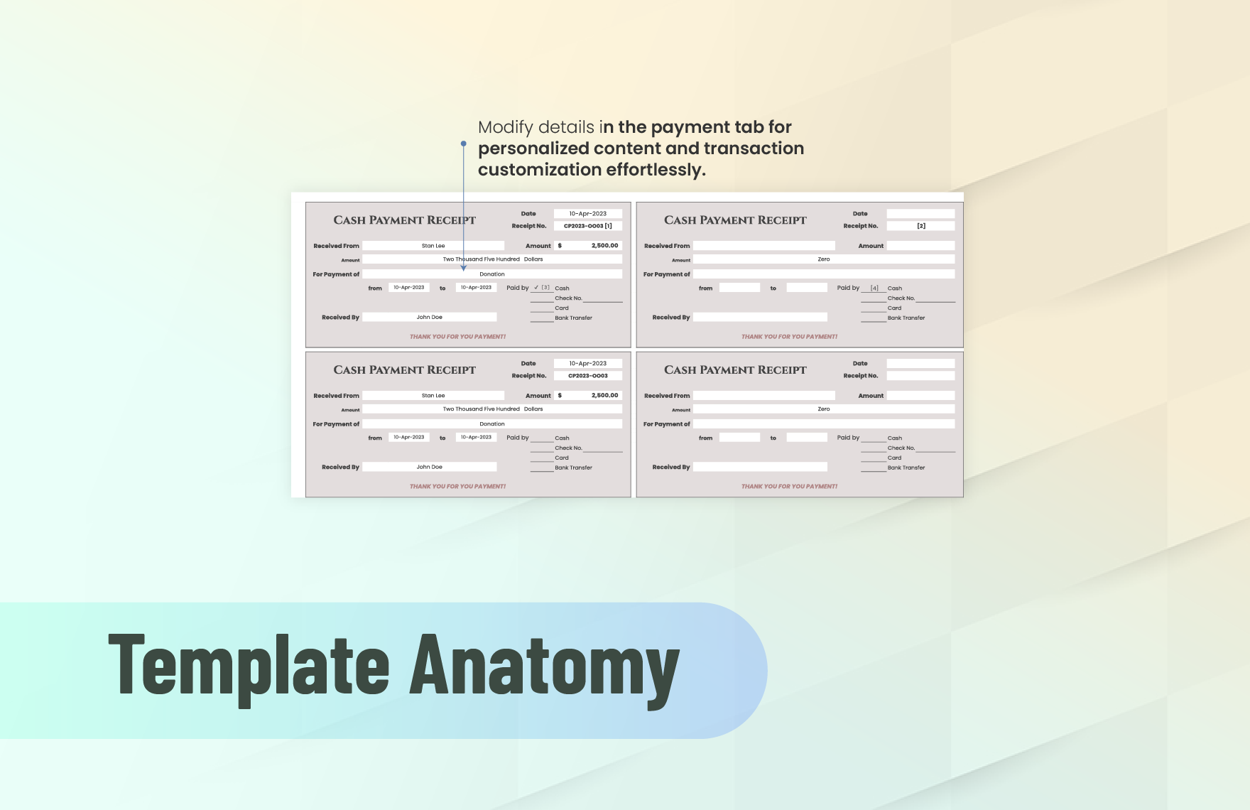 Cash Payment Receipt Template