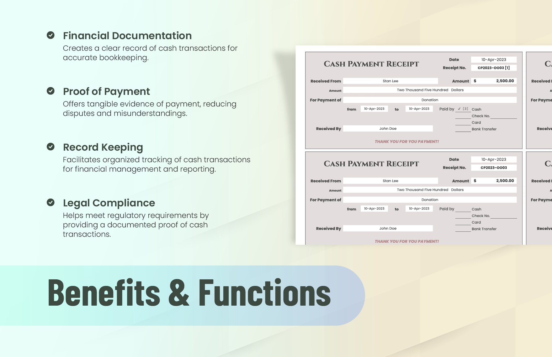 Cash Payment Receipt Template