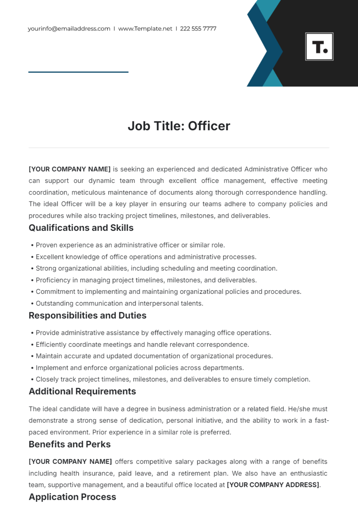 Officer Job Description Template - Edit Online & Download