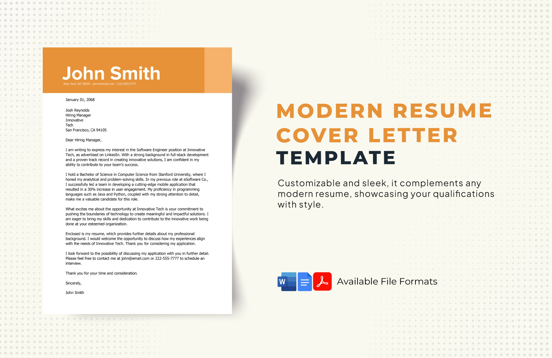 Modern Resume Cover Letter Template