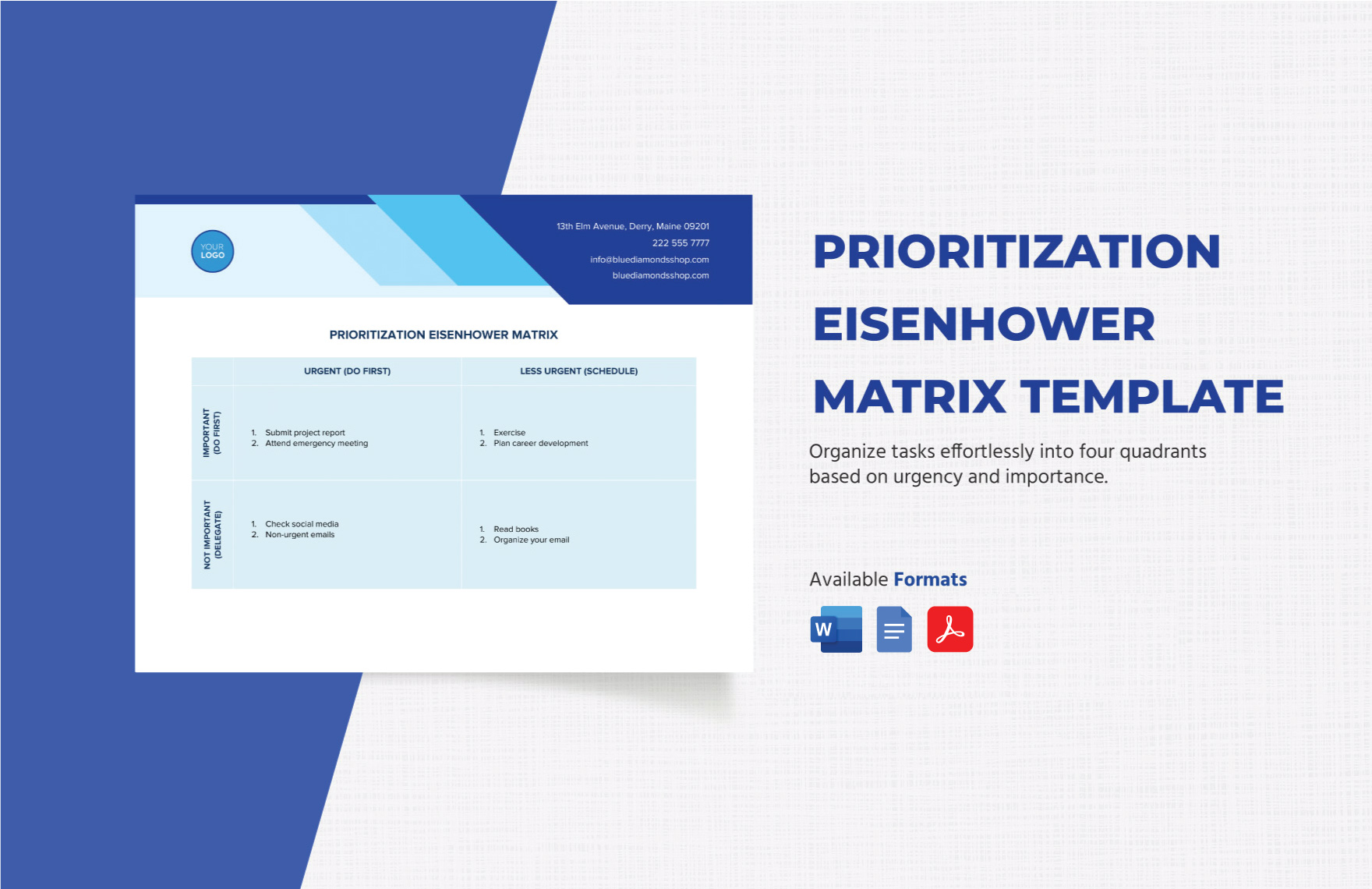 Prioritization Eisenhower Matrix Template