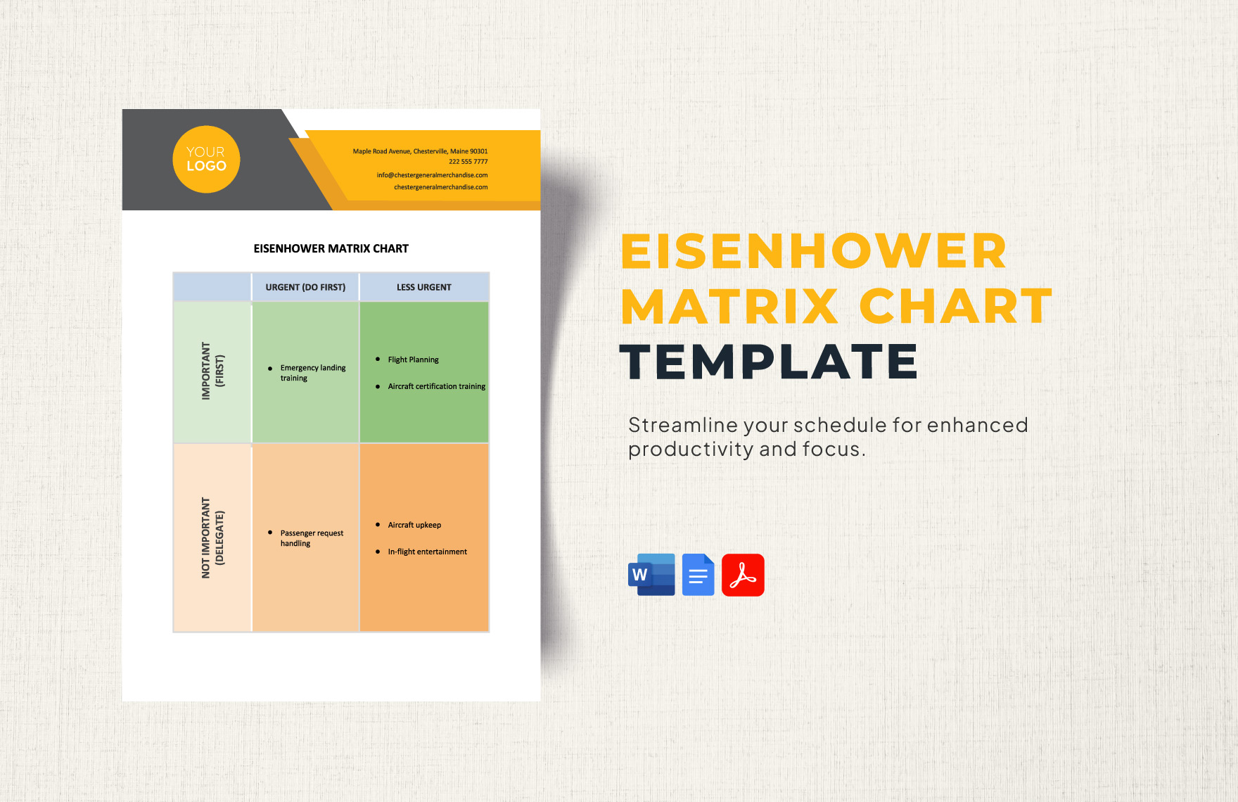 Eisenhower Matrix Chart Template