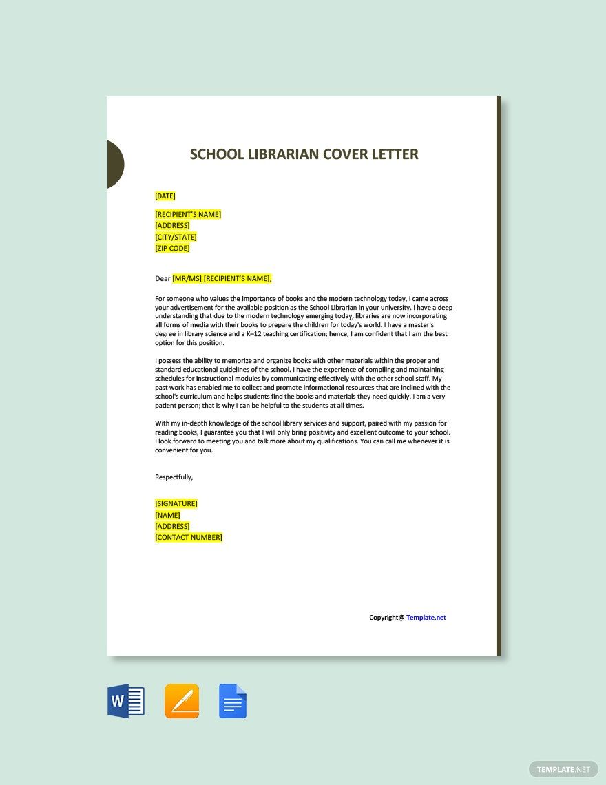 School Librarian Cover Letter