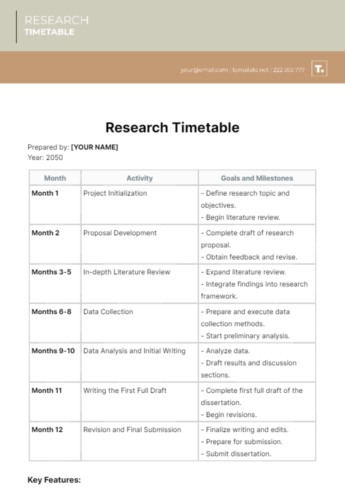 Research Timetable Template - Download | Template.net