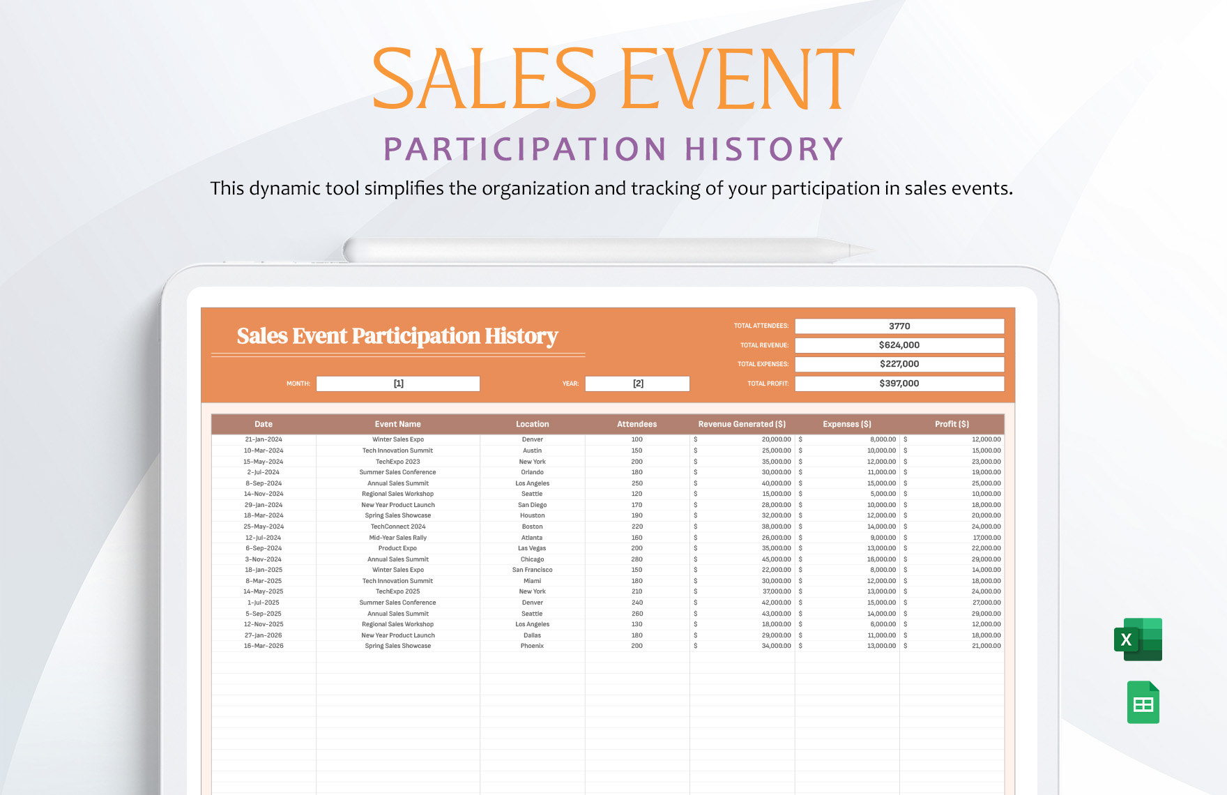 Sales Event Participation History Template