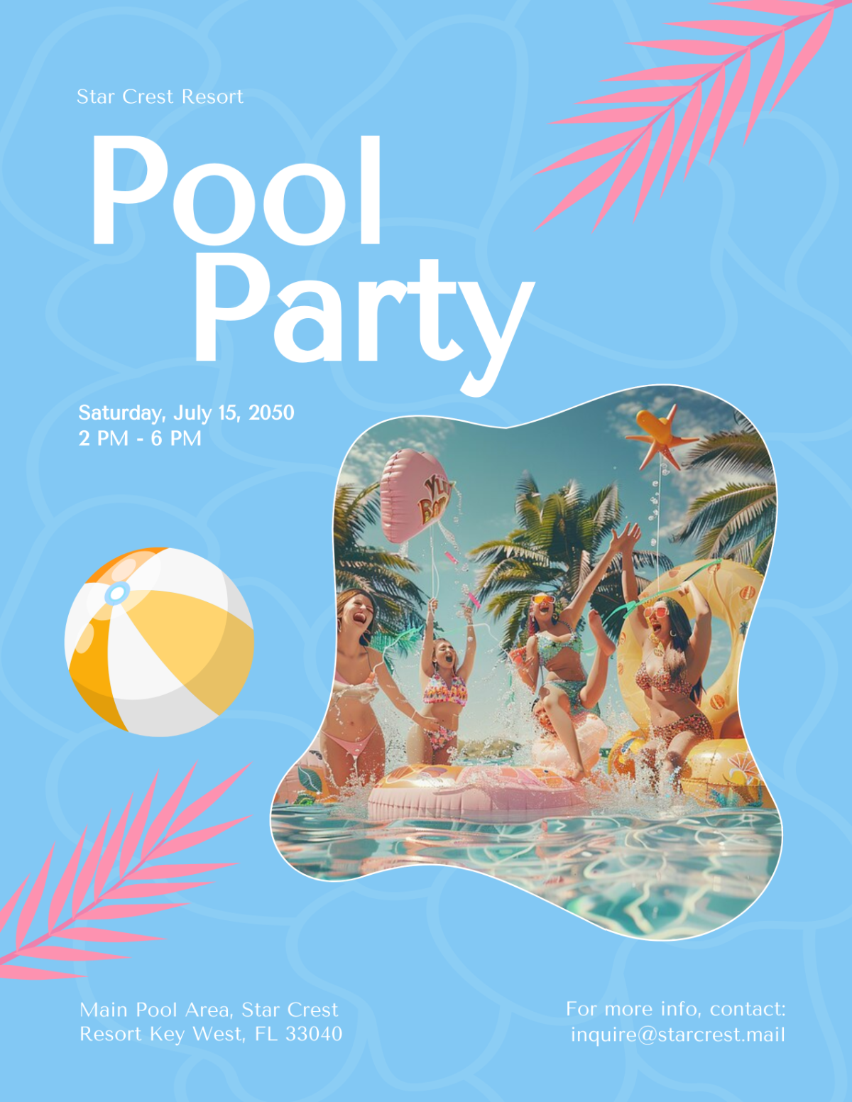 Aesthetic Pool Party Flyer Template - Edit Online & Download