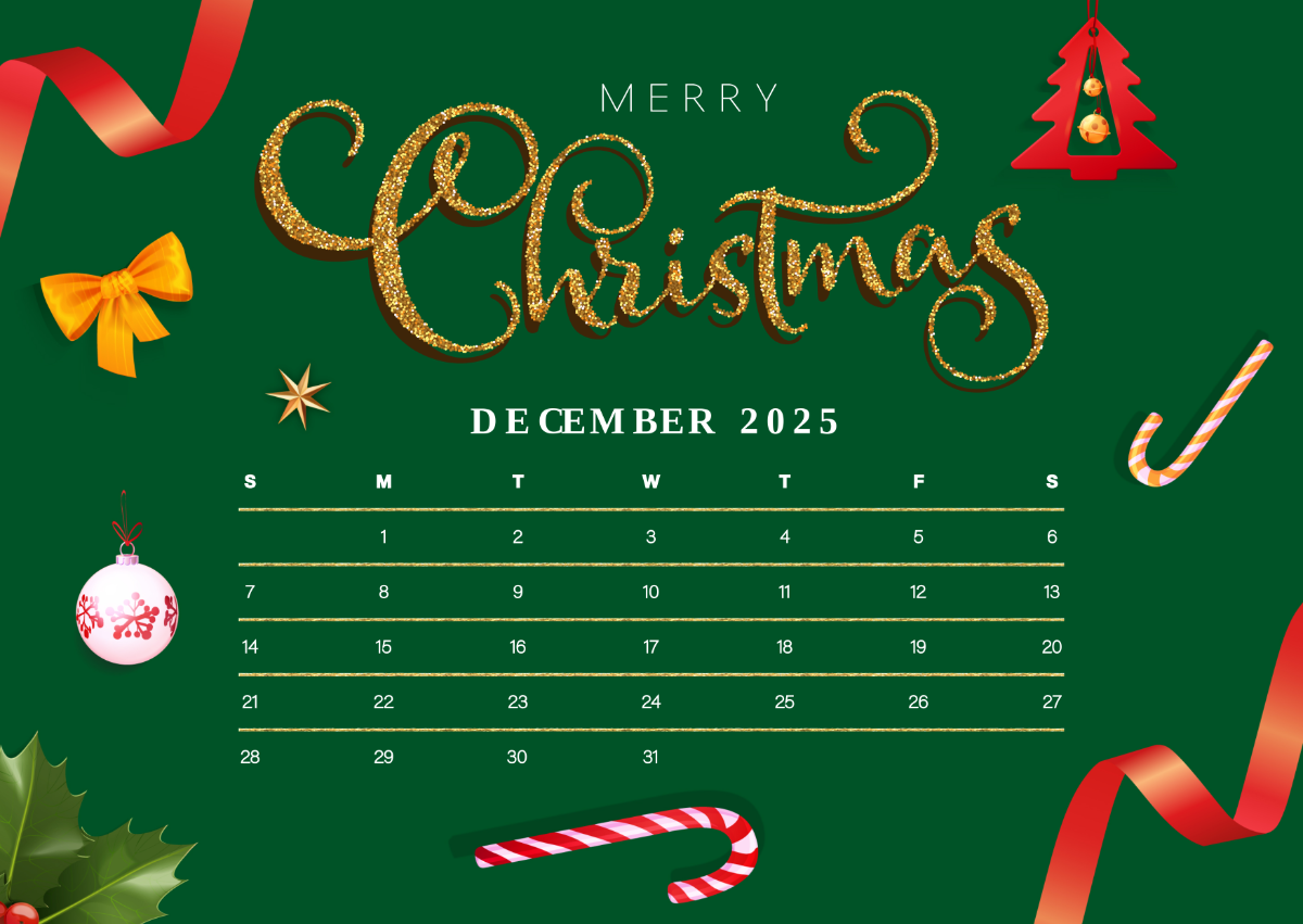 December 2025 Calendar Template - Edit Online & Download