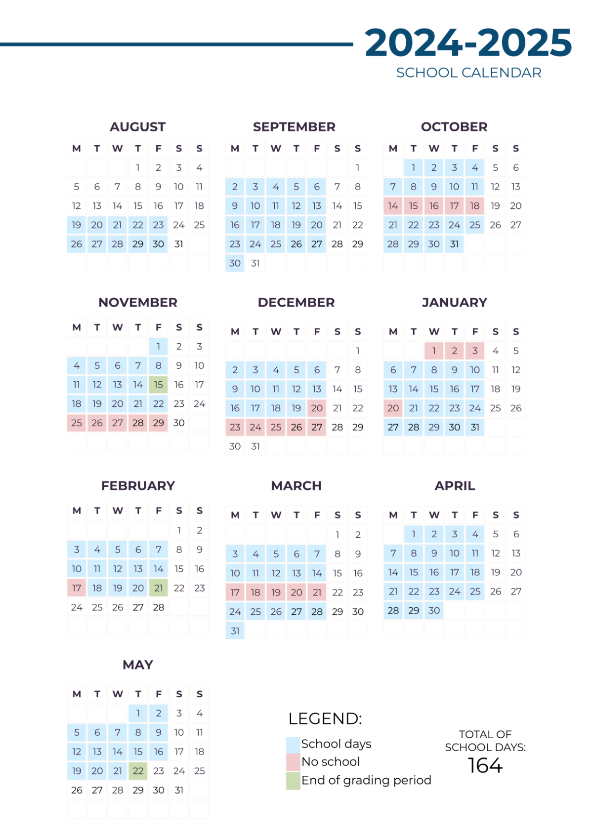 2025 School Calendar Template - Download | Template.net