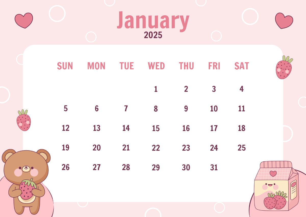 Cute 2025 Calendar Template - Edit Online & Download