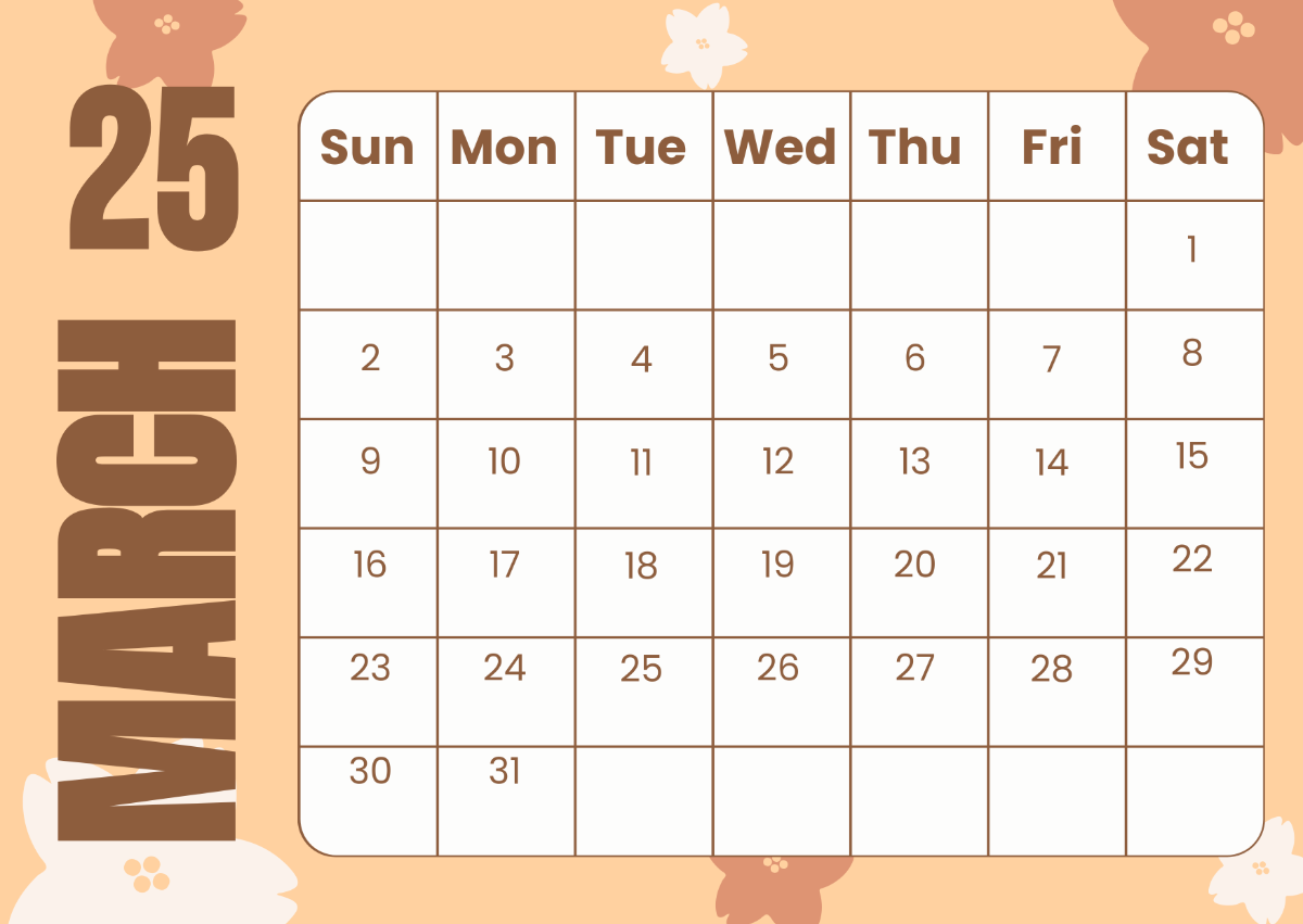 Mini March 2025 Calendar Template - Edit Online & Download