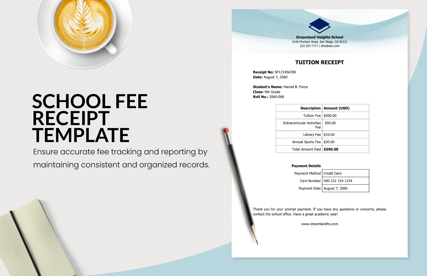 School Fee Receipt Template