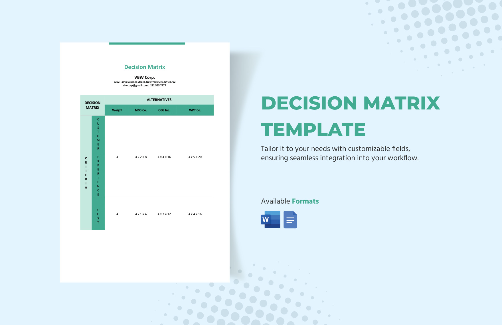 Decision Matrix Template